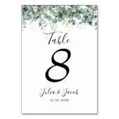 Einfache Eukalyptus Greenerity Wedding Party Tischnummer (Rückseite)