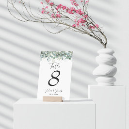 Einfache Eukalyptus Greenerity Wedding Party Tischnummer