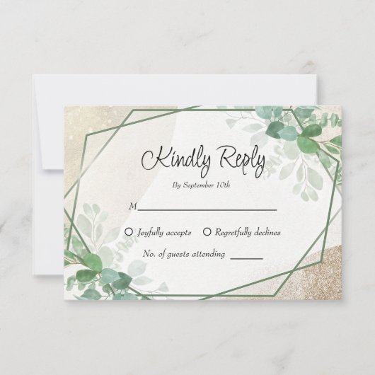Einfache Eukalyptus Greenerity Wedding RSVP Card (Vorderseite)