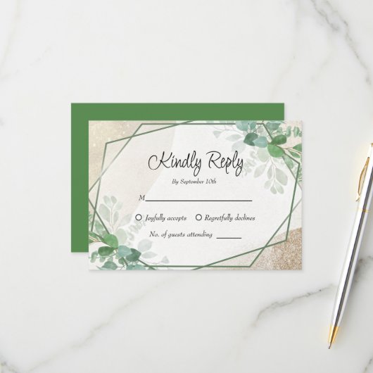 Einfache Eukalyptus Greenerity Wedding RSVP Card (Vorderseite/Rückseite Beispiel)