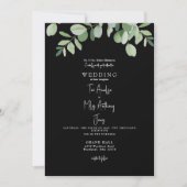 Einfache Eukalyptus Greenery Black Wedding Einladung (Vorderseite)