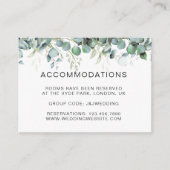 Einfache Eukalyptus Greenery Hotel Acomodation Car Begleitkarte (Vorderseite)