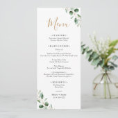 Einfache Eukalyptus Greenery Wedding Long Menu Car Einladung (Stehend Vorderseite)