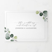 Einfache Eukalyptus-Grüne Alles in einer Hochzeit Dreifach Gefaltete Einladung (Cover)