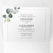 Einfache Eukalyptus-Grüne Alles in einer Hochzeit Dreifach Gefaltete Einladung (Innen Erste Seite)
