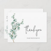 Einfache Eukalyptus-Grüne Dankeskarte (Vorne/Hinten)