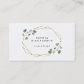 Einfache Eukalyptus-Grüne | Geometrisch Gold Visitenkarte (Vorderseite)