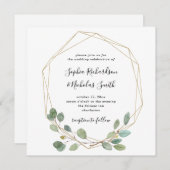 Einfache Eukalyptus-Grüne | Geometrische Hochzeit Einladung (Vorne/Hinten)