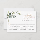 Einfache Eukalyptus Grüne Goldene Mahlzeiten RSVP Karte (Vorderseite)