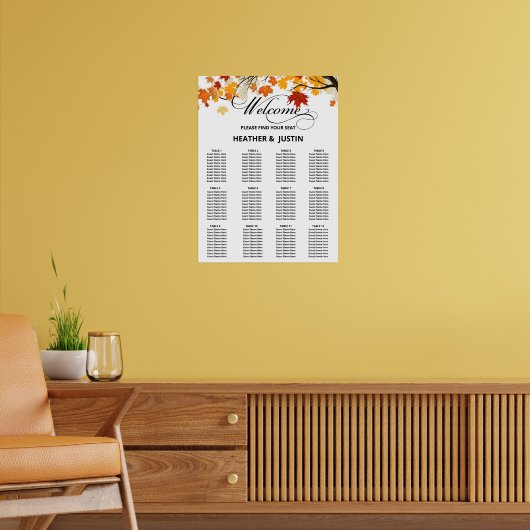 Einfache Eukalyptus-Grüne Hochzeitstabelle Poster (Wohnzimmer 2)