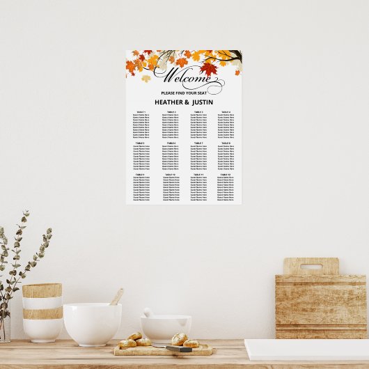 Einfache Eukalyptus-Grüne Hochzeitstabelle Poster (Küche)