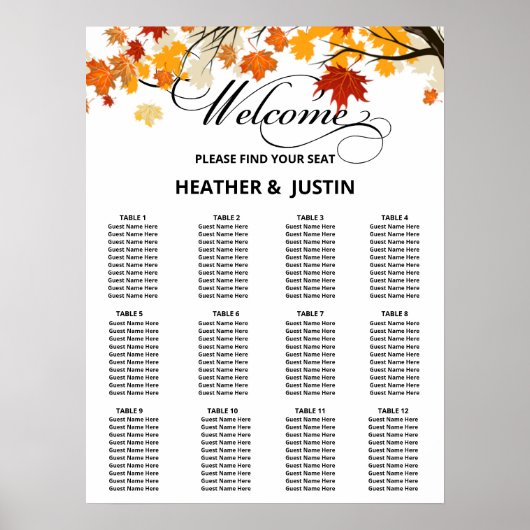 Einfache Eukalyptus-Grüne Hochzeitstabelle Poster (Vorne)