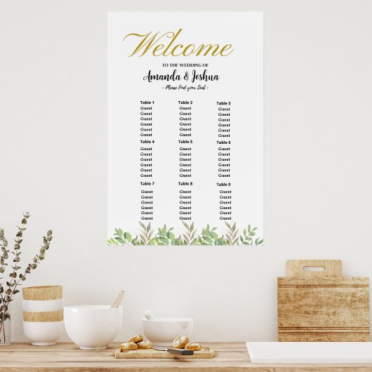 Einfache Eukalyptus-Grünpflanzen Hochzeitskarte Poster (Küche)