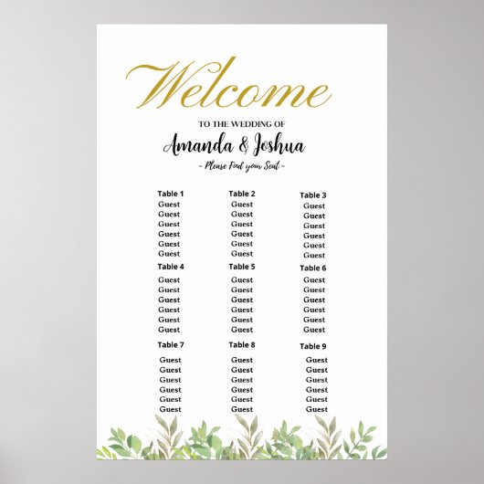 Einfache Eukalyptus-Grünpflanzen Hochzeitskarte Poster (Vorne)