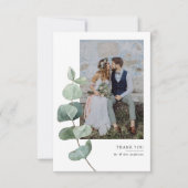 Einfache Eukalyptus-Hochzeit Dankeskarte (Vorderseite)