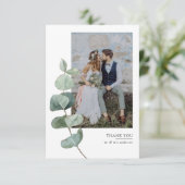 Einfache Eukalyptus-Hochzeit Dankeskarte (Stehend Vorderseite)