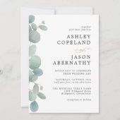 Einfache Eukalyptus-Hochzeit Einladung (Vorderseite)