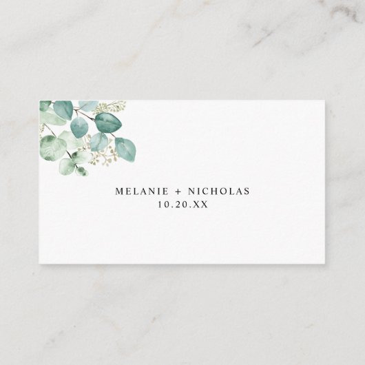 Einfache Eukalyptus-Hochzeit RSVP Online-Gehäuse Begleitkarte (Rückseite)