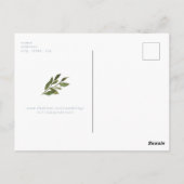 Einfache Eukalyptus-Hochzeit Sichern Sie das Datum Postkarte (Rückseite)