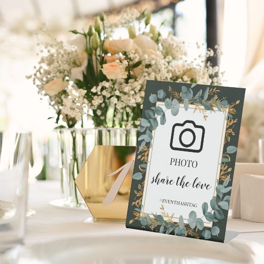 Einfache Eukalyptus-Hochzeit Sockelschild