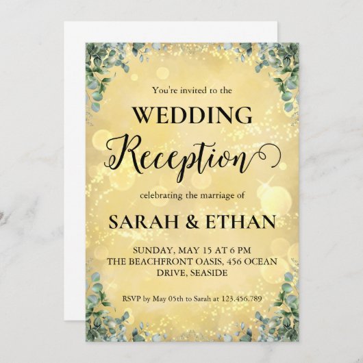 einfache Eukalyptus-Hochzeitsempfang Einladung (Vorne/Hinten)