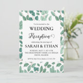 einfache Eukalyptus-Hochzeitsempfang Einladung (Stehend Vorderseite)