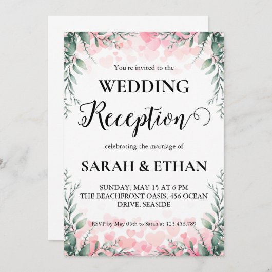 einfache Eukalyptus-Hochzeitsempfang Einladung (Vorne/Hinten)