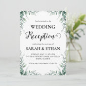 einfache Eukalyptus-Hochzeitsempfang Einladung (Stehend Vorderseite)