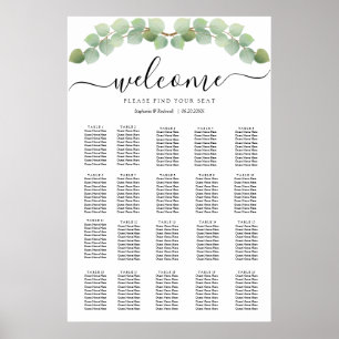 Einfache Eukalyptus-Hochzeitstabelle Poster