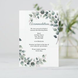 Einfache Eukalyptus-Hochzeitsunterkunft Begleitkarte