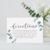 Einfache Eukalyptus-Kalligrafie-Hochzeitsrichtunge Begleitkarte (Stehend Vorderseite)