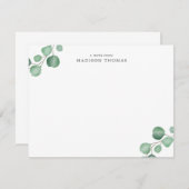 Einfache Eukalyptus-Klassische Typografie Mitteilungskarte (Vorne/Hinten)