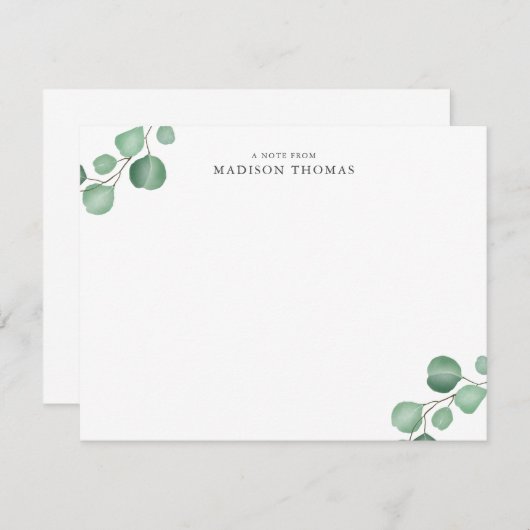 Einfache Eukalyptus-Klassische Typografie Mitteilungskarte (Vorne/Hinten)