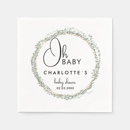 Einfache Eukalyptus-Kranz-Kinderdusche Serviette (Vorderseite)