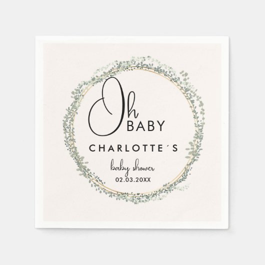 Einfache Eukalyptus-Kranz-Kinderdusche Serviette (Vorderseite)