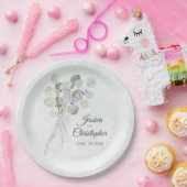 Einfache Eukalyptus & Lavender Bouquet Wedding Pappteller (Party)