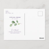 Einfache Eukalyptus Lavender Wedding Speichern Sie Postkarte (Rückseite)