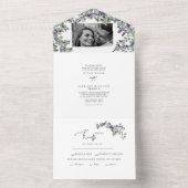 Einfache Eukalyptus & Lavender Zwei-Foto Hochzeit  All In One Einladung (Innen Boden)