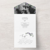 Einfache Eukalyptus & Lavender Zwei-Foto-Hochzeit All In One Einladung (Innen Boden)