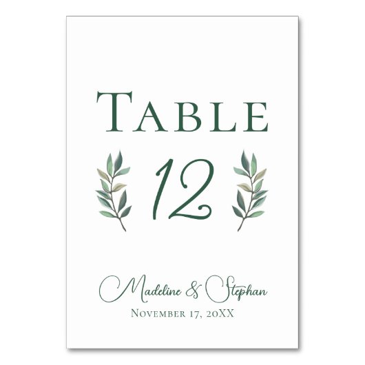 Einfache Eukalyptus-Leaf-Tischnummer Tischnummer (Vorderseite)