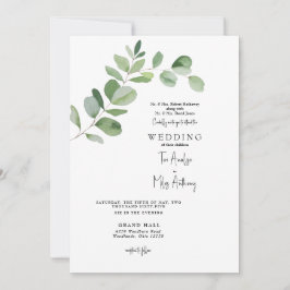 Einfache Eukalyptus Moderne beide Eltern Hochzeit Einladung