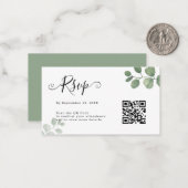 Einfache Eukalyptus QR Code UAWG Wedding Mitteilungskarte (Vorderseite/Rückseite Beispiel)