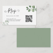 Einfache Eukalyptus QR Code UAWG Wedding Mitteilungskarte (Vorne/Hinten)