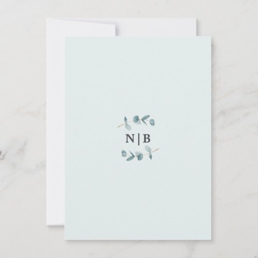 Einfache Eukalyptus Sie sagte Ja Engagement Partei Einladung (Rückseite)