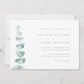 Einfache Eukalyptus Watercolor Grüne Hochzeit Einladung (Vorderseite)