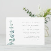Einfache Eukalyptus Watercolor Grüne Hochzeit Einladung (Stehend Vorderseite)