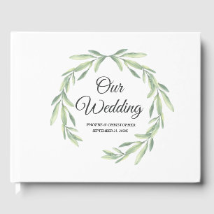 Einfache Eukalyptus Watercolor Grüne Hochzeit Gästebuch
