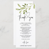 Einfache Eukalyptus Wedding Vielen Dank Tischeinst Menükarte (Vorne/Hinten)