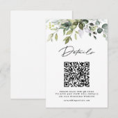 Einfache Eukalyptusblätter QR-Code Hochzeitsdetail Begleitkarte (Vorne/Hinten)