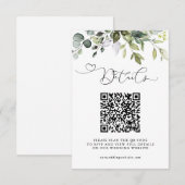 Einfache Eukalyptusblätter QR-Code Hochzeitsdetail Begleitkarte (Vorne/Hinten)